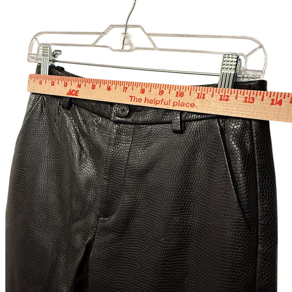 NWT! Nili Lotan 0 Lambskin Leather Pants $1290 Snakeskin Crop Straight Leg Black - Picture 9 of 13